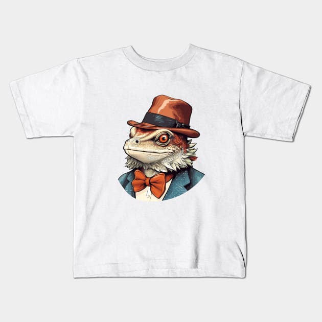 Dapper Bearded Dragon Kids T-Shirt by DigitalToast